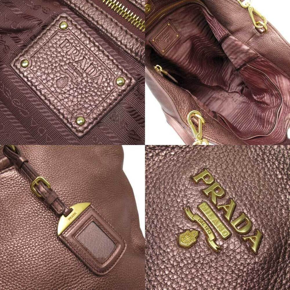 Prada shoulder bag crossbody pink metallic gold leather classic - Picture 3 of 3